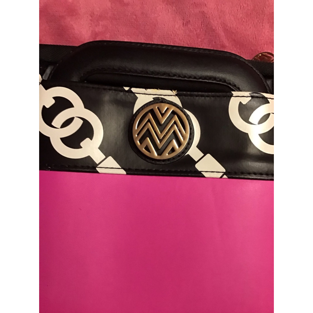 Black Hot Pink White Chain Laptop Bag NEW - Picture 3 of 16